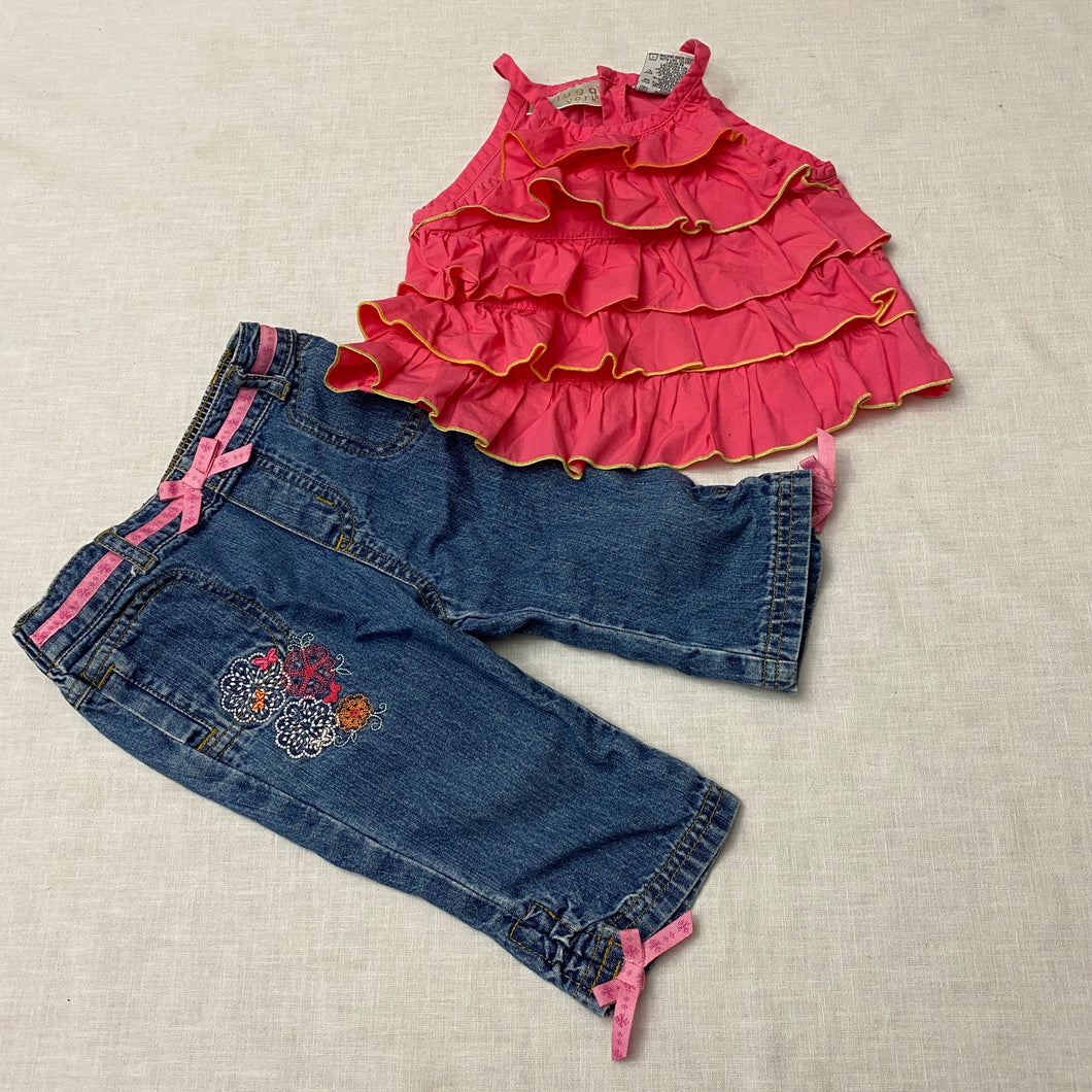Beluga NY Pink Top Carter's Capri Jeans Bow - size 24 months/2T