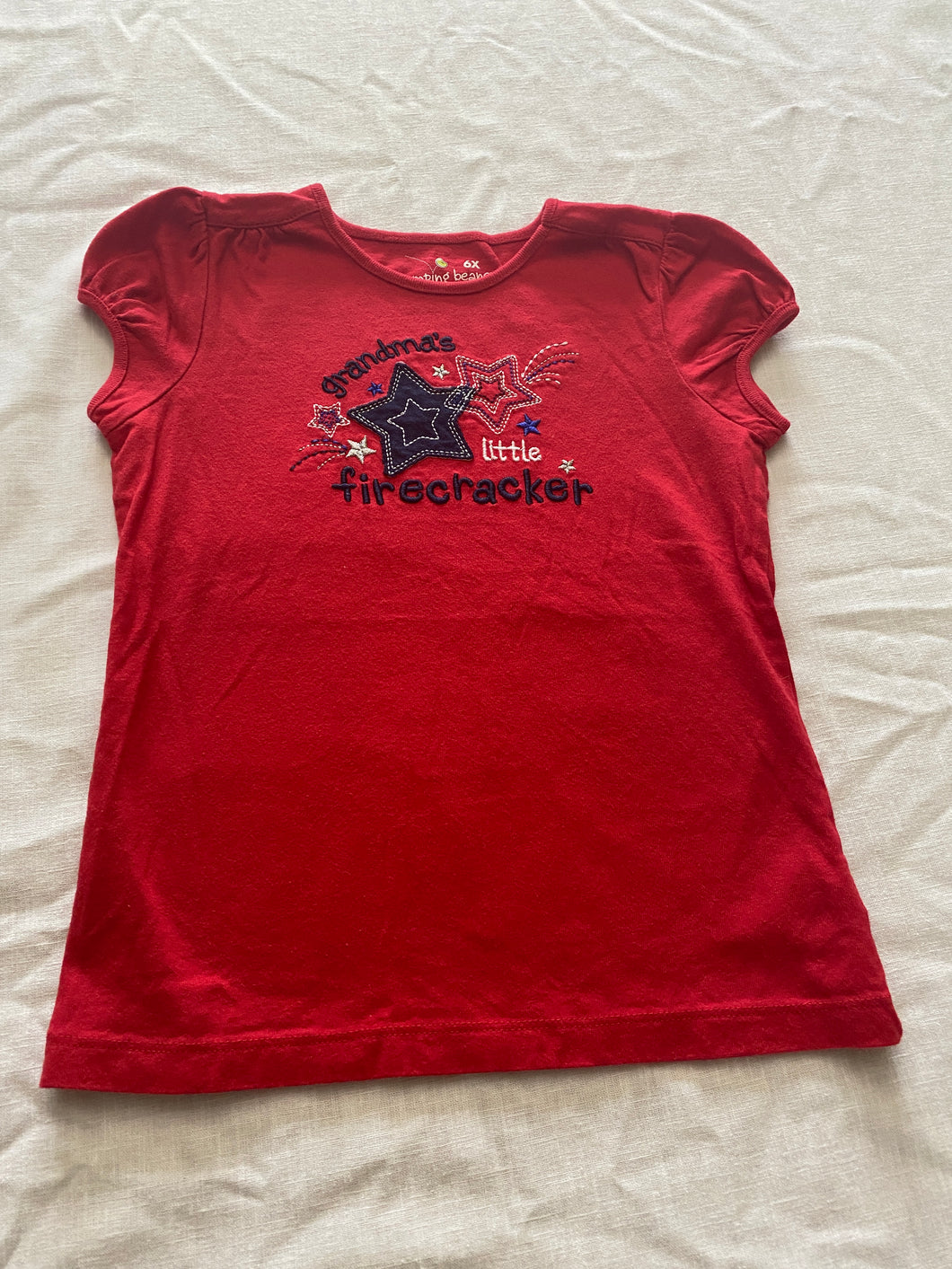 Jumping Beans T Shirt Red Fourth of July Stars - size 6