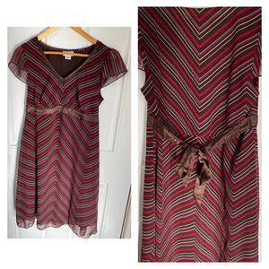MH Maternity Dress Brown Semi Formal V Neck - size Medium