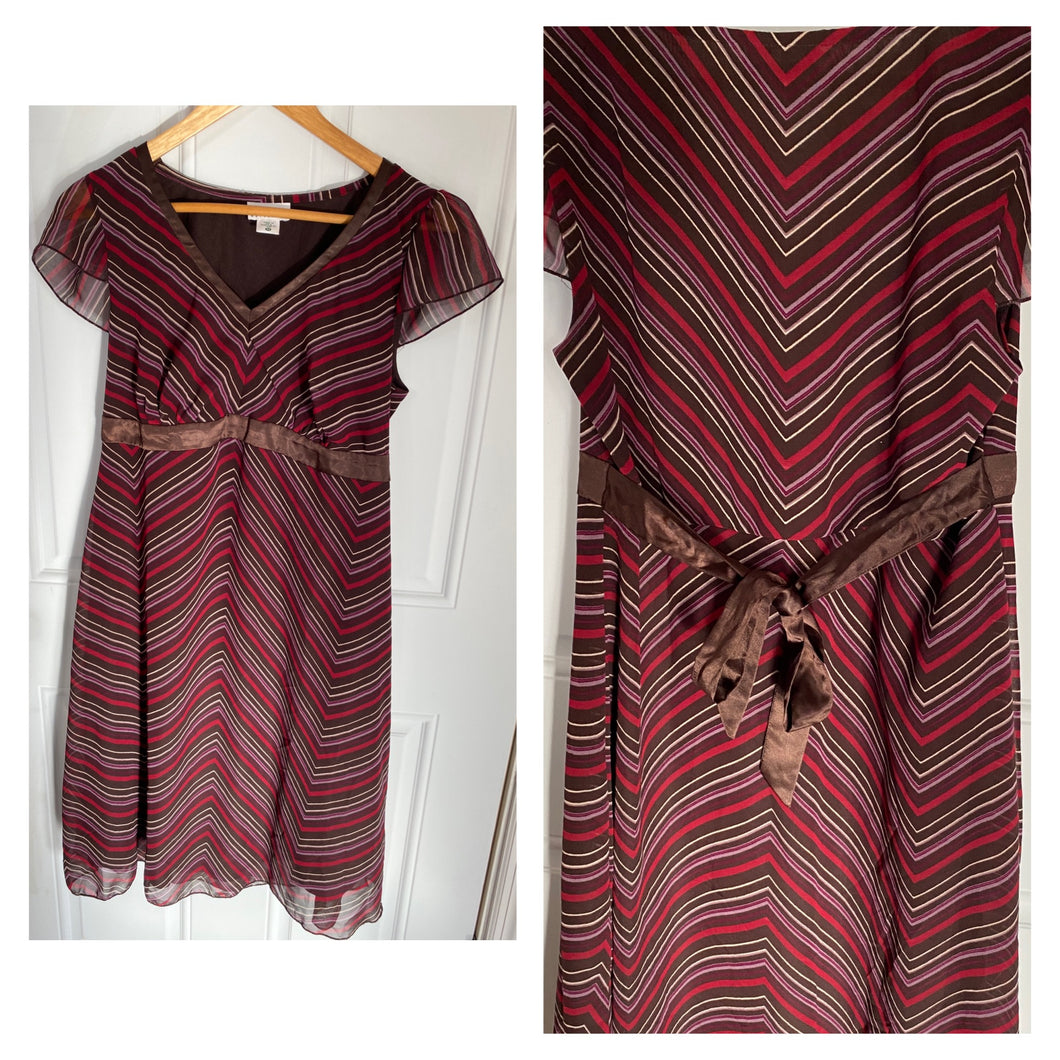 MH Maternity Dress Brown Semi Formal V Neck - size Medium