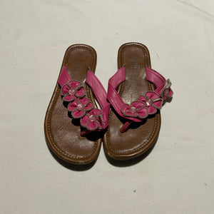 Kali Pink Flip Flops Jeweled Flower - size Shoes: Youth Size 2