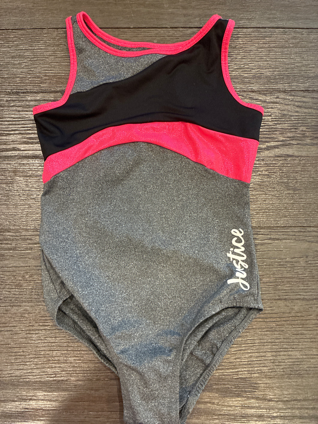 Justice Leotard Pink/grey/black - size 7