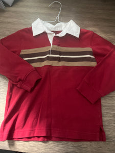 Gymboree collard red Brown front stripe - size 3/3T