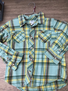 Old navy green:yellow Plaid flannel shirt - size 5/5T