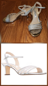 Nina NY Silver Sandals High heels rhinestones - size Womens shoes: 5