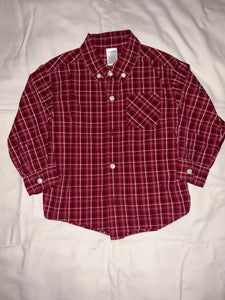 Gymboree red plaid Long sleeve button down - size 3/3T