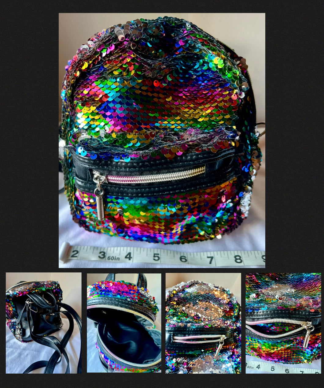 RAINBOW SEQUINS Mini CONVERTIBLE Backpack
