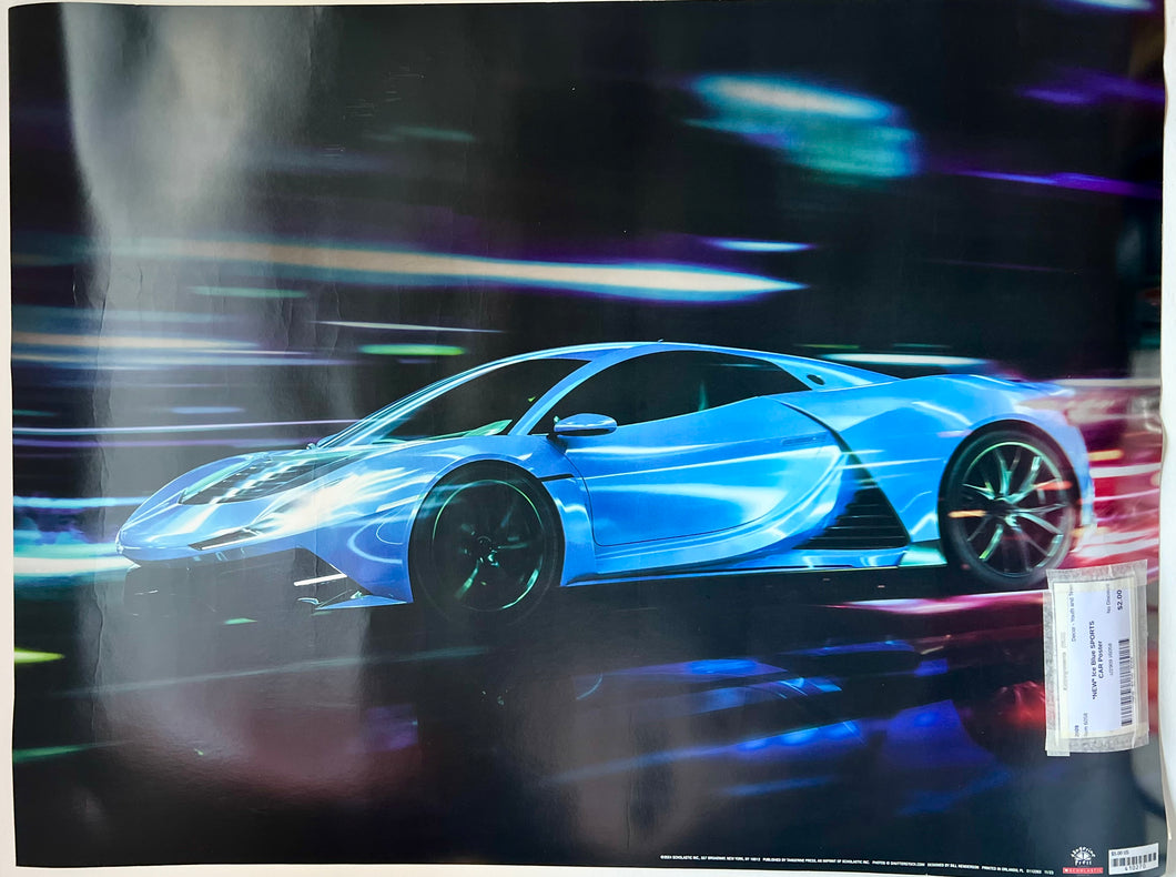 *NEW* Ice Blue SportsCar Wall Poster