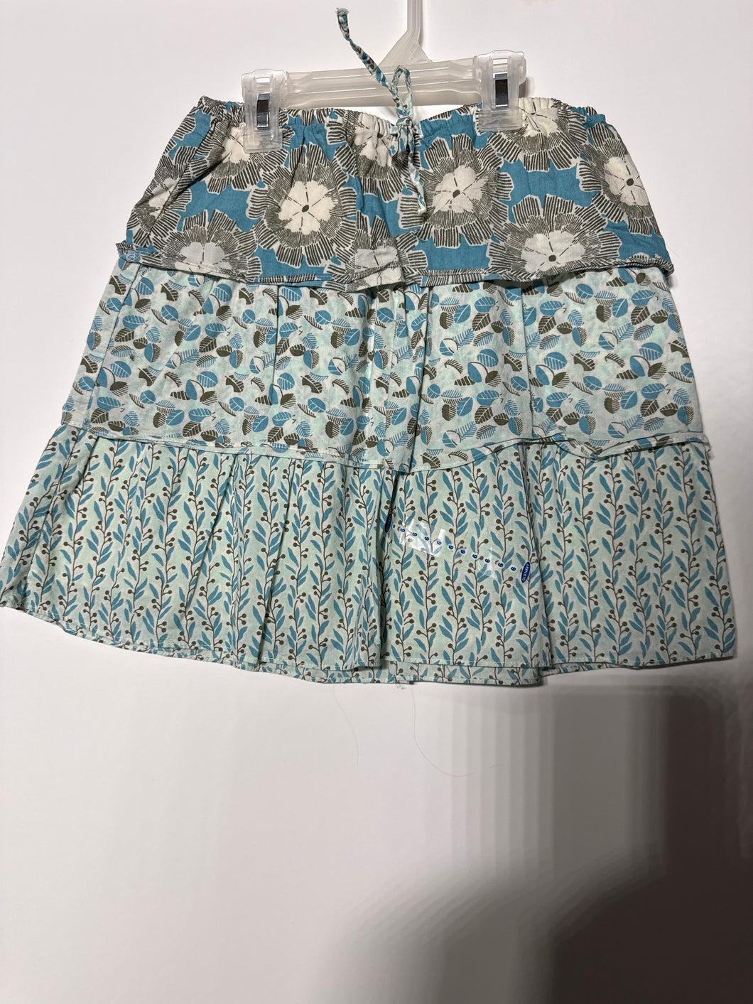 GAP KIDS FLORAL SKIRT TEAL GREY TIERED - size 10