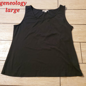 geneology black sleeveless shirt - size Large