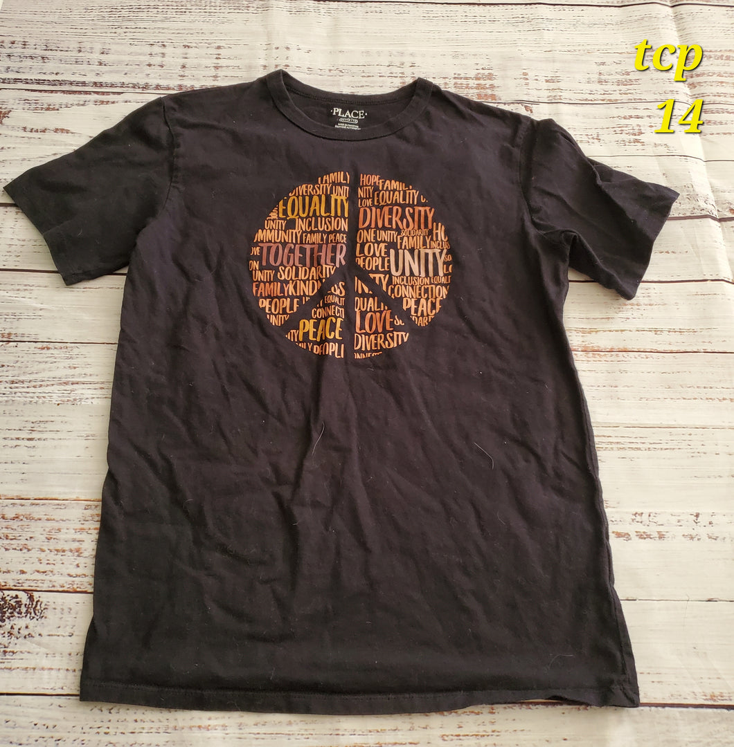 tcp - black t shirt peace sign - size 14