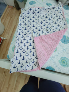 Minky carseat cover Pink and anchors