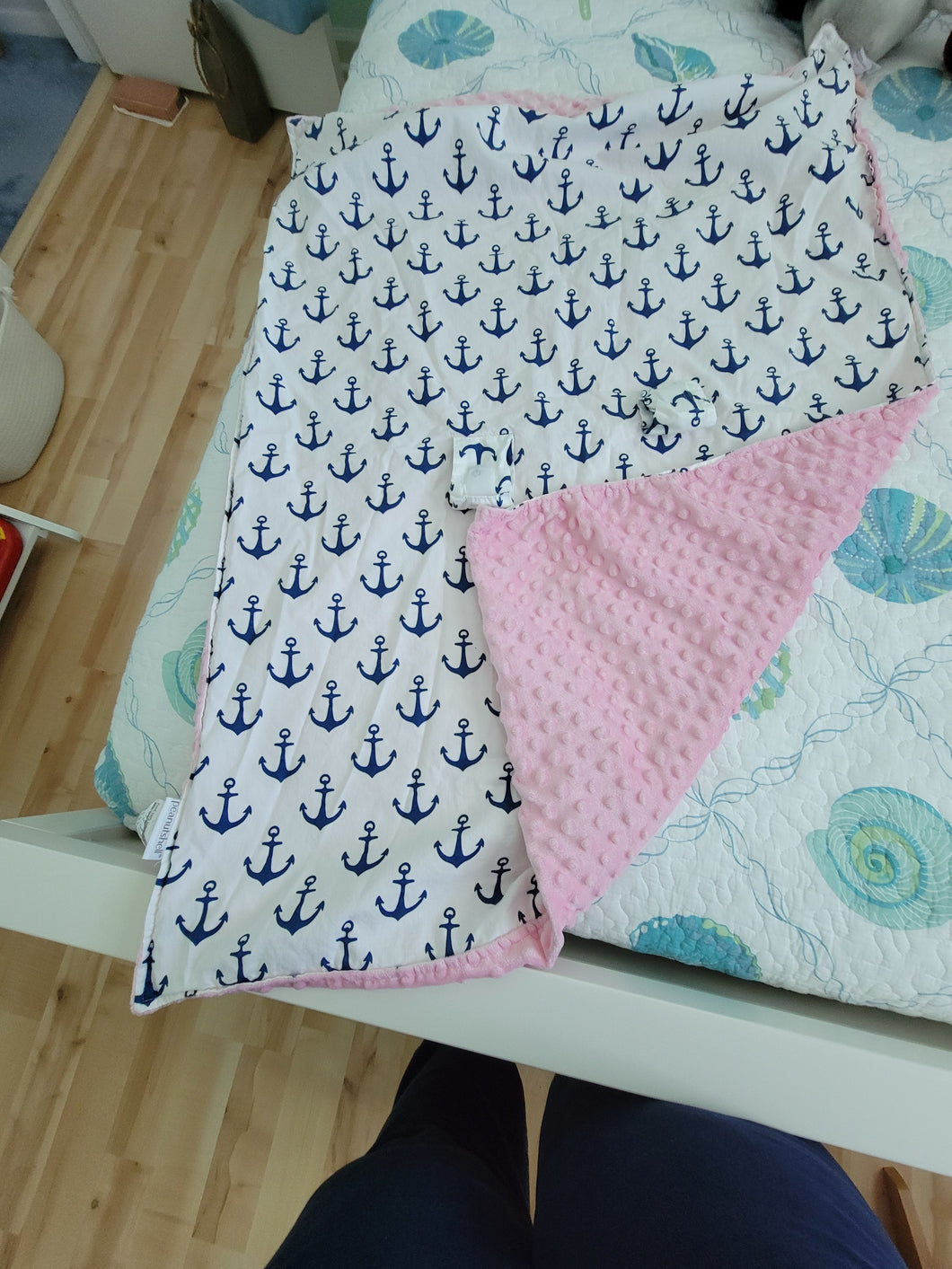 Minky carseat cover Pink and anchors