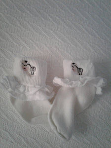 Socks shoe size 4-7 Zebra embroidered