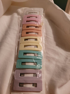 Open rectangle barrettes Pastel rainbow brand new