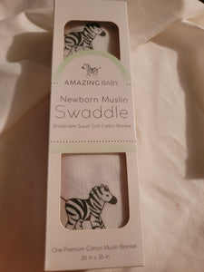 Zebra muslin blanket Or swaddle brand new