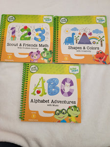 Leapstart books used onc Abc 123 color shapes
