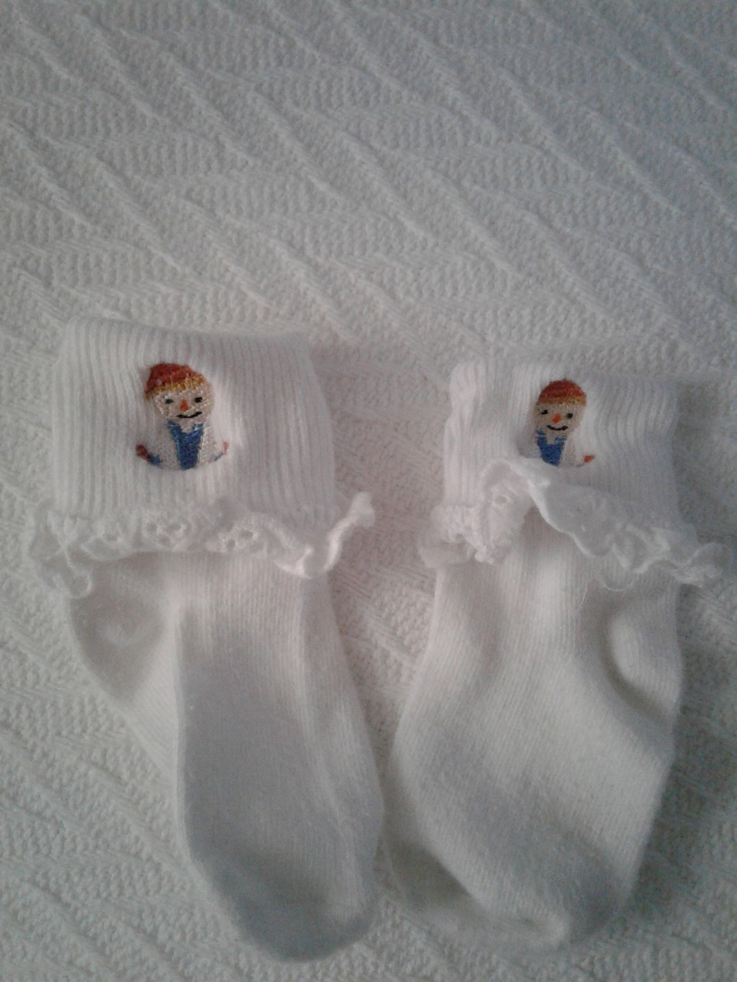 Socks she size 4-7 Scarecrow embroidered