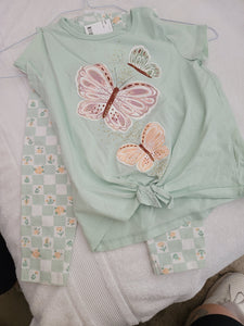 Carters mint green Butterfly shirt crop pan - size 5/5T