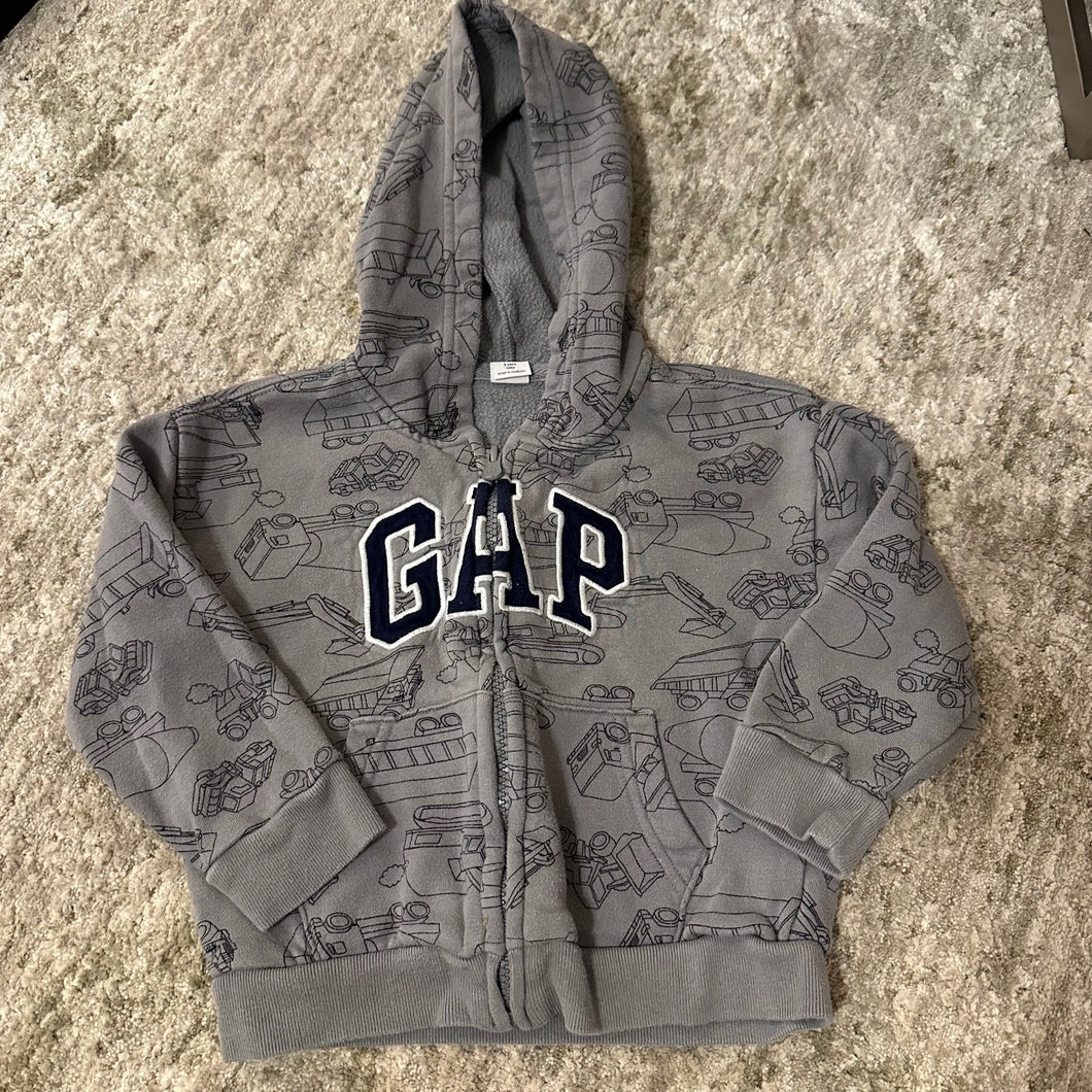 Gap Logo Full Zip Hoodie Grey with Machine Print - size 3/3T
