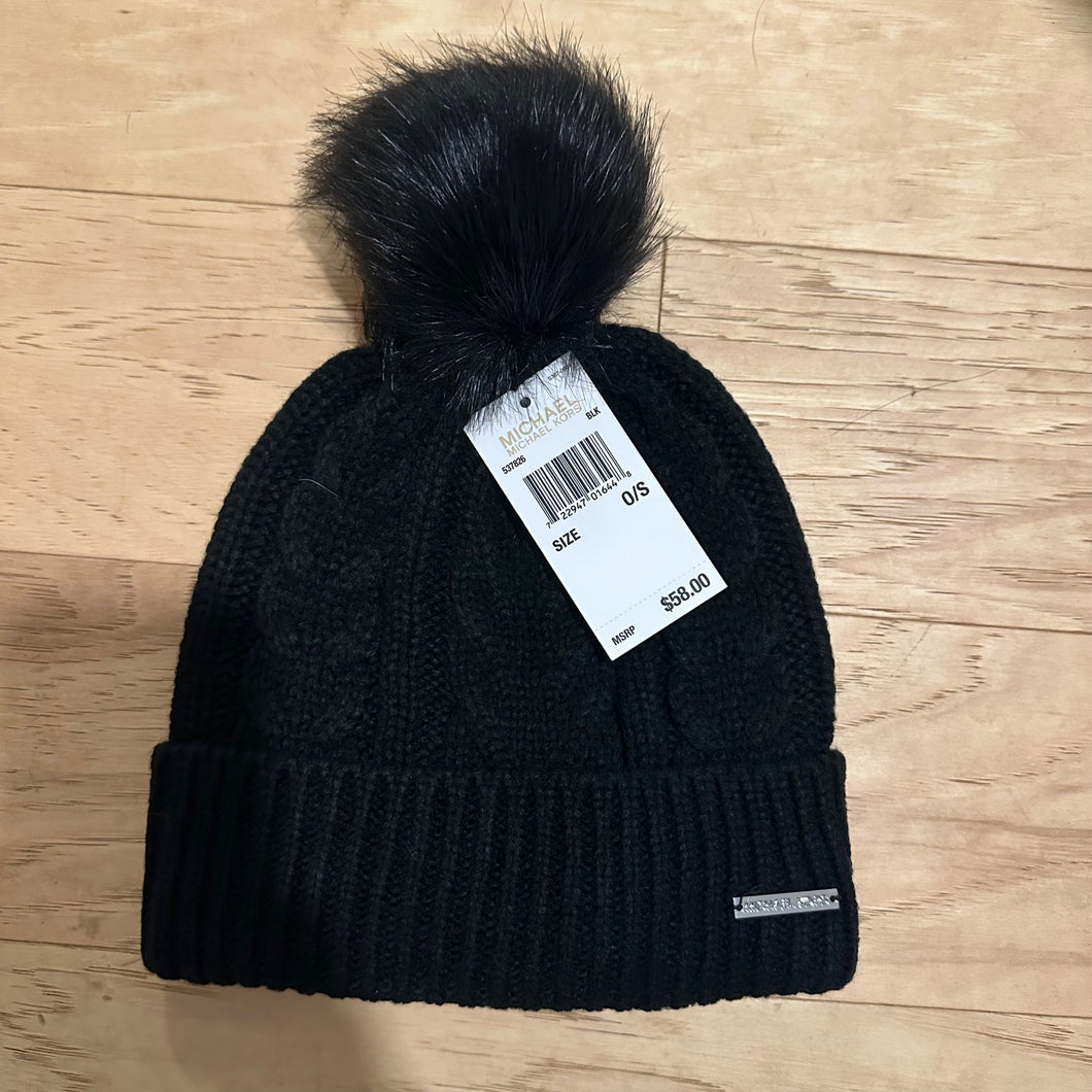 NWT Michael Kors Black Knit Pom Beanie
