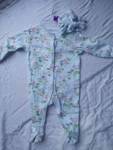 Flower PJ with matching hat 6-9month - size 6 Months