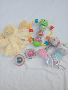 Assortment of infant Lovies & rattles