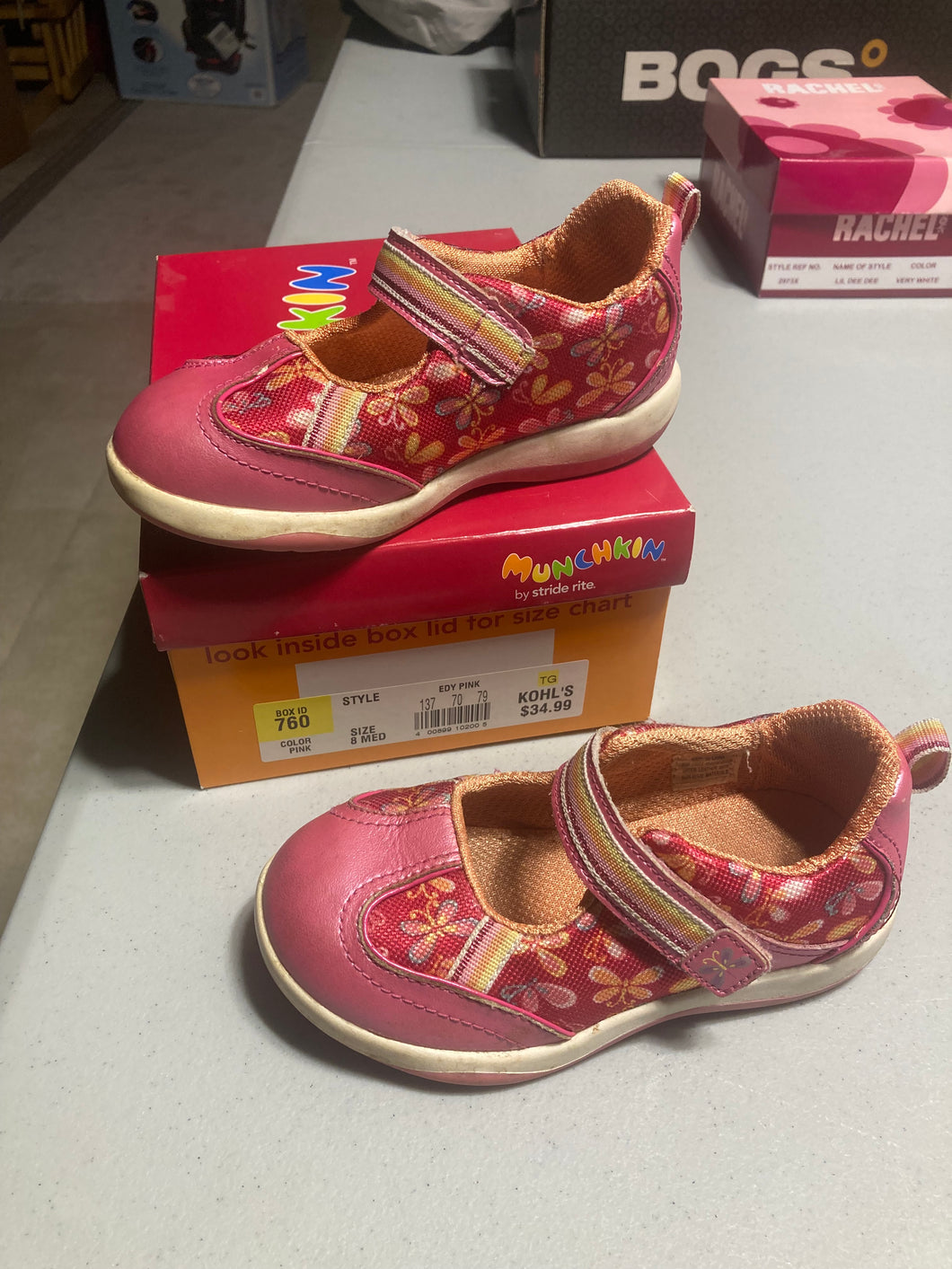 Girls Velcro Size 8M Pink and orange - size Shoes: Toddler Size 8