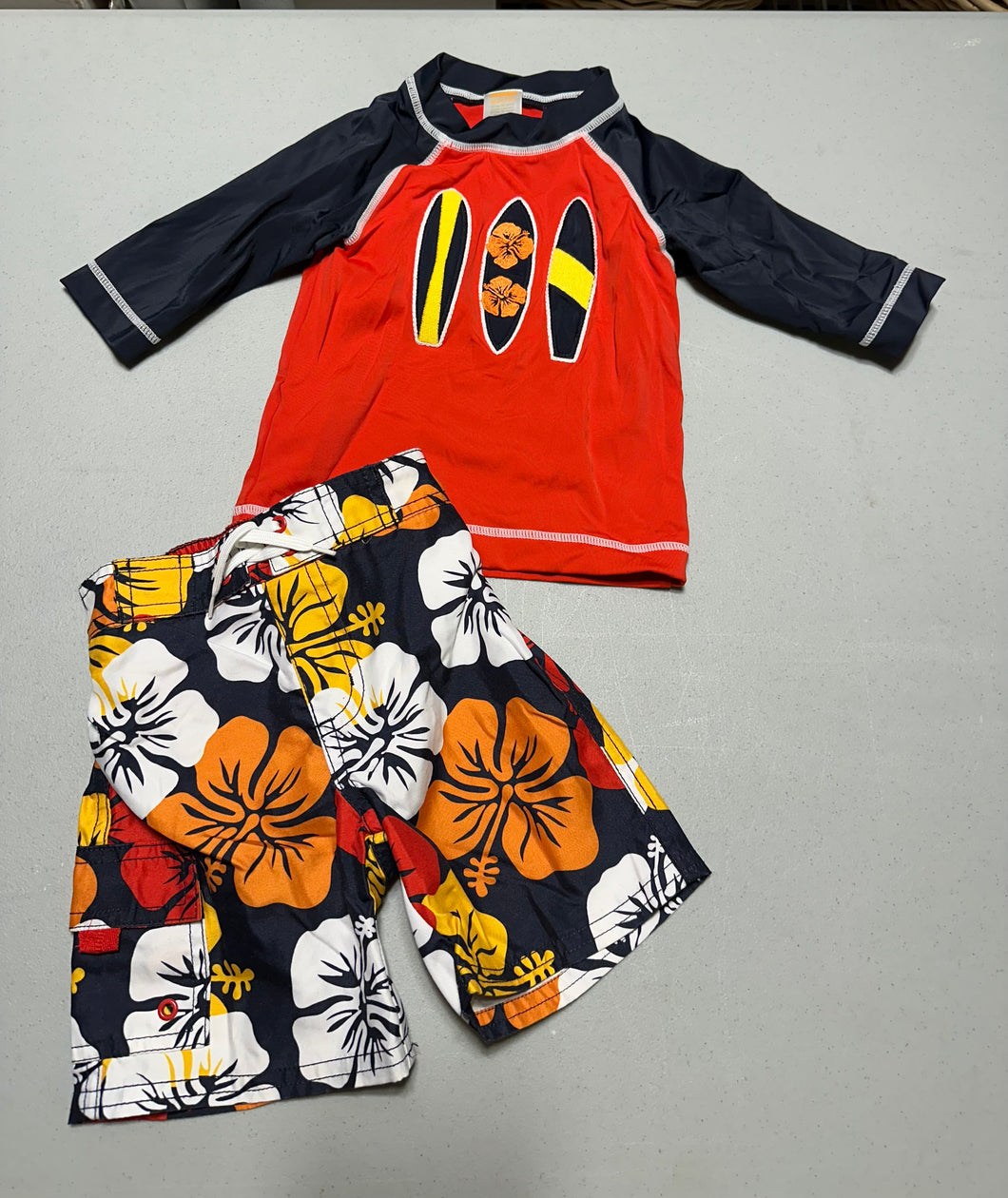 Swim set- rash guard and lined swim trunks - size 24 months/2T
