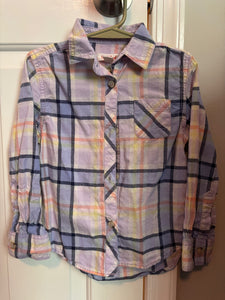 Cat&Jack LS button down Shirt, light plaid - size 4/4T