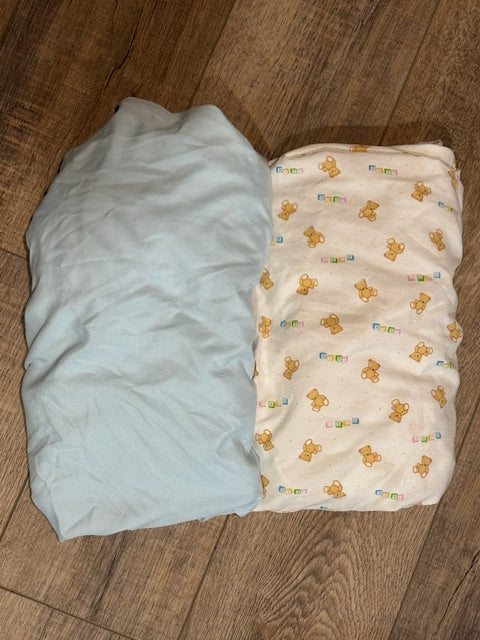 Standard crib sheets Solid blue/teddy bear