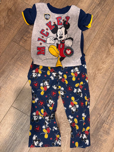Disney Varsity Mickey PJ set SS/pants - size 4/4T
