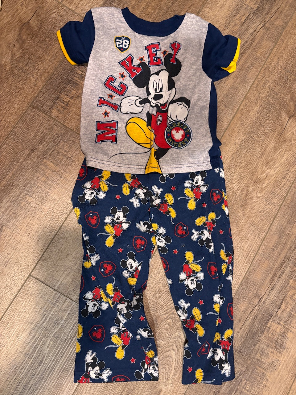 Disney Varsity Mickey PJ set SS/pants - size 4/4T