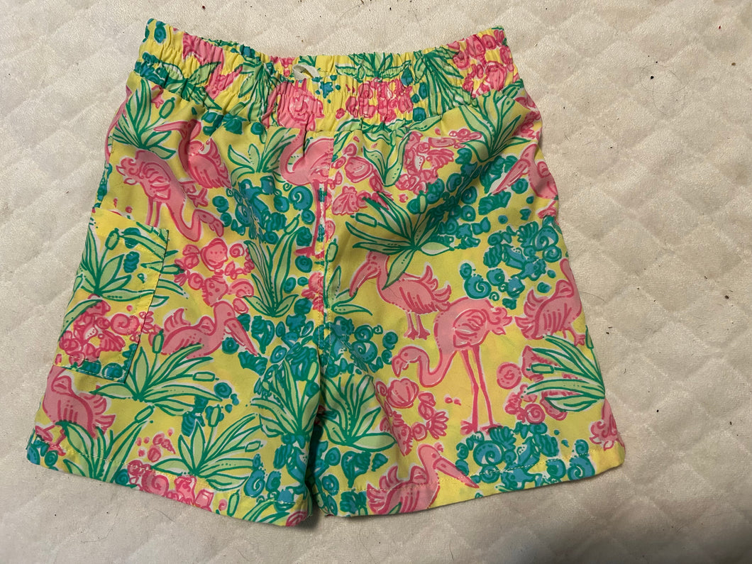 Lilly Pulitzer Flamingo Swim Shorts, size XS - size 3/3T