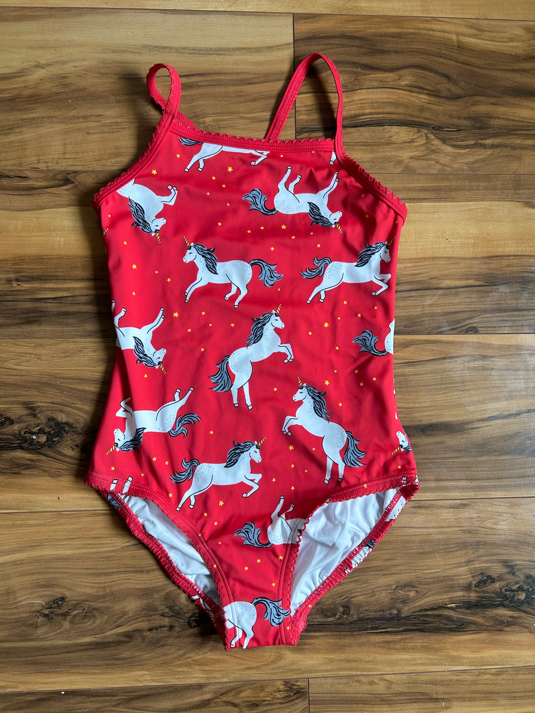 NWT Hanna Andersson Red Unicorn Swimsuit - size 8