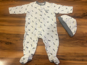 Little Me Zoo Animal Footed Pajama Set - size 9 months