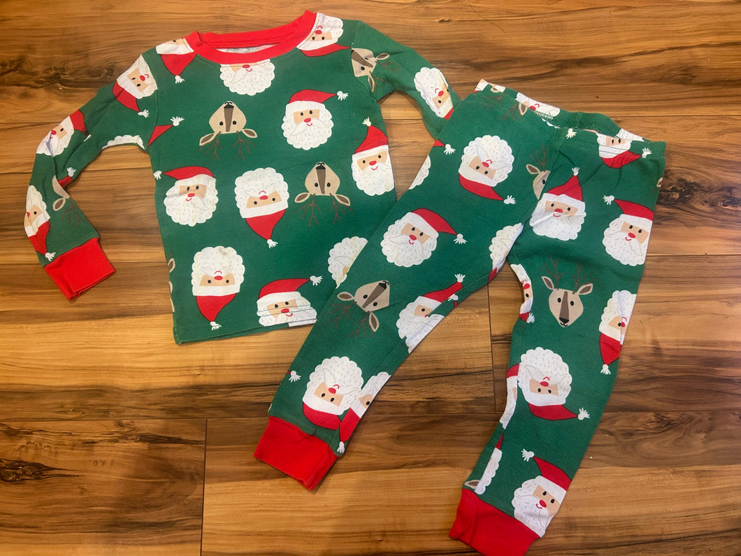 Carter's Green Santa Pajama Set - size 3/3T