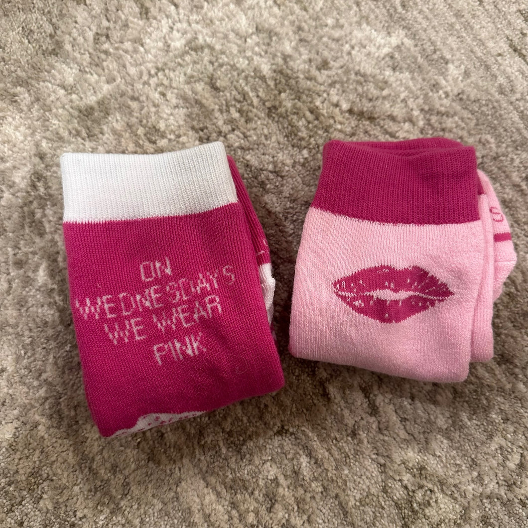 2 NEW On Wednesday's We Wear Pink Socks