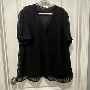 Black Blouse Top Lace Detail - size 3X
