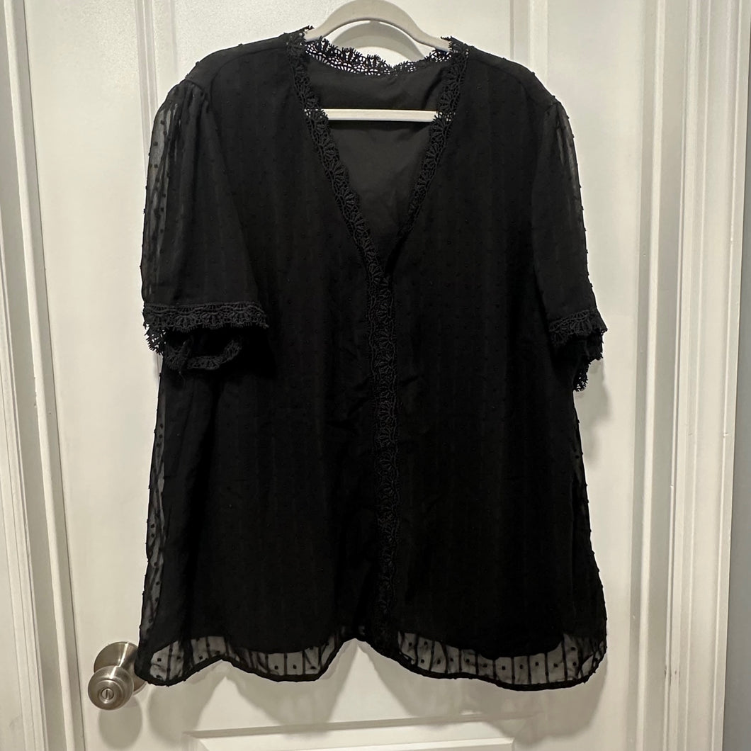 Black Blouse Top Lace Detail - size 3X