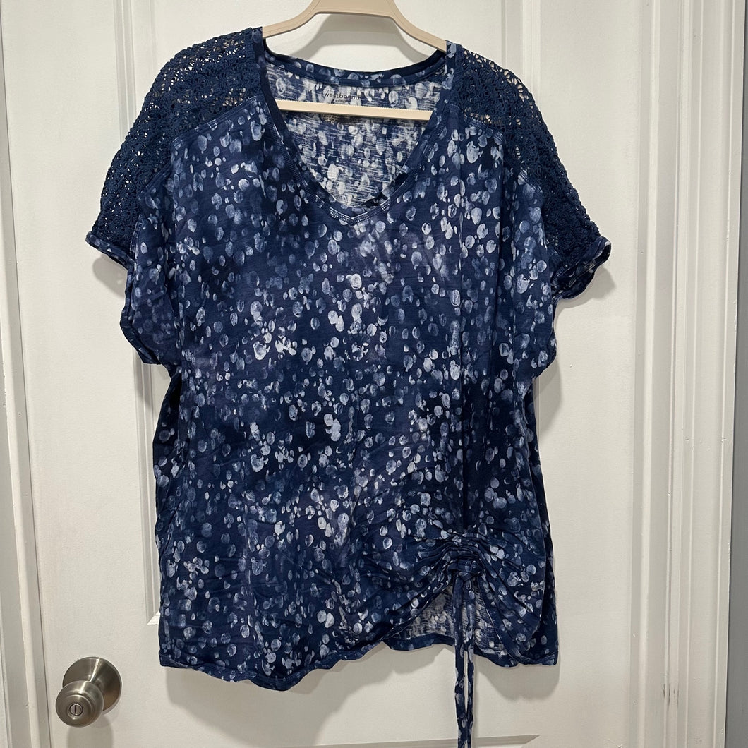 Westbound Navy Blue Printed Top Tie Detail - size 2X