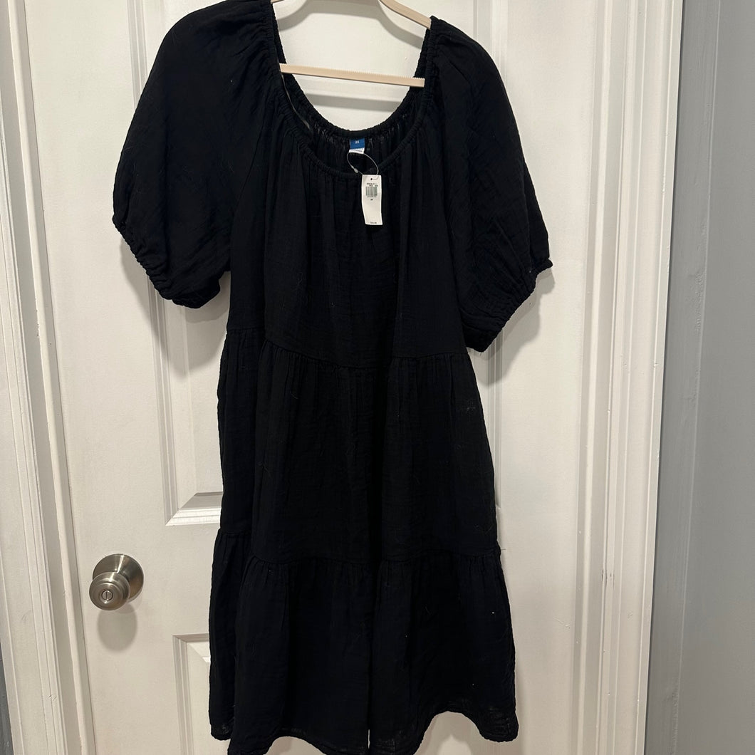 NWT Old Navy Black Tiered Swing Linen Dress - size 2X