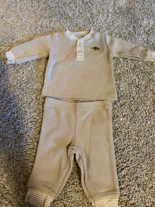 Carters L/S Thermal Set Beige/Tan Elephant - size Newborn/0