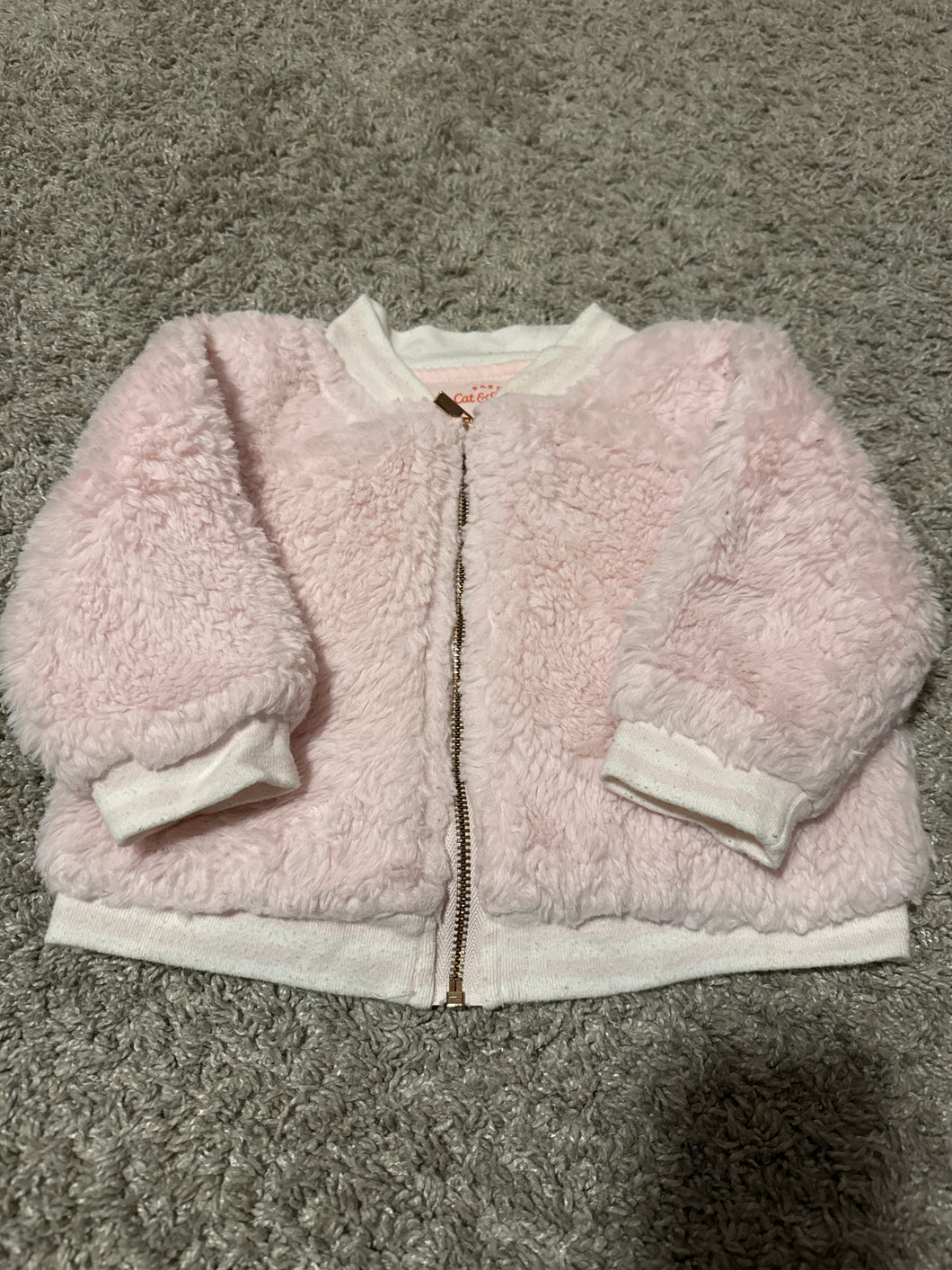 Cat & Jack Fur Coat Light Pink - size 12 months