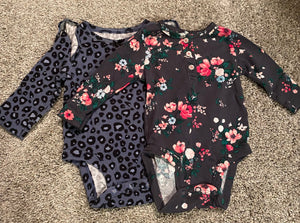Carters Bodysuit Leopard/Floral - size 3 Months