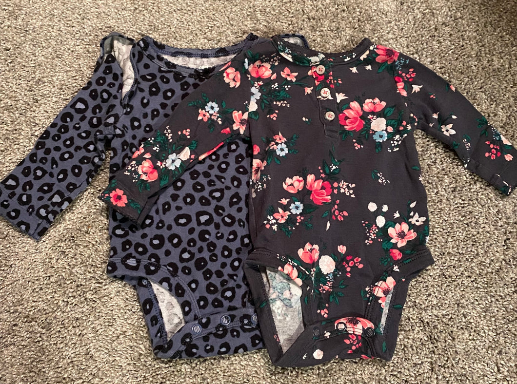 Carters Bodysuit Leopard/Floral - size 3 Months