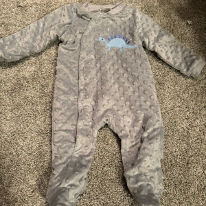 Gray Dino Cozy Snap Pjs 6-9 Months - size 6 Months