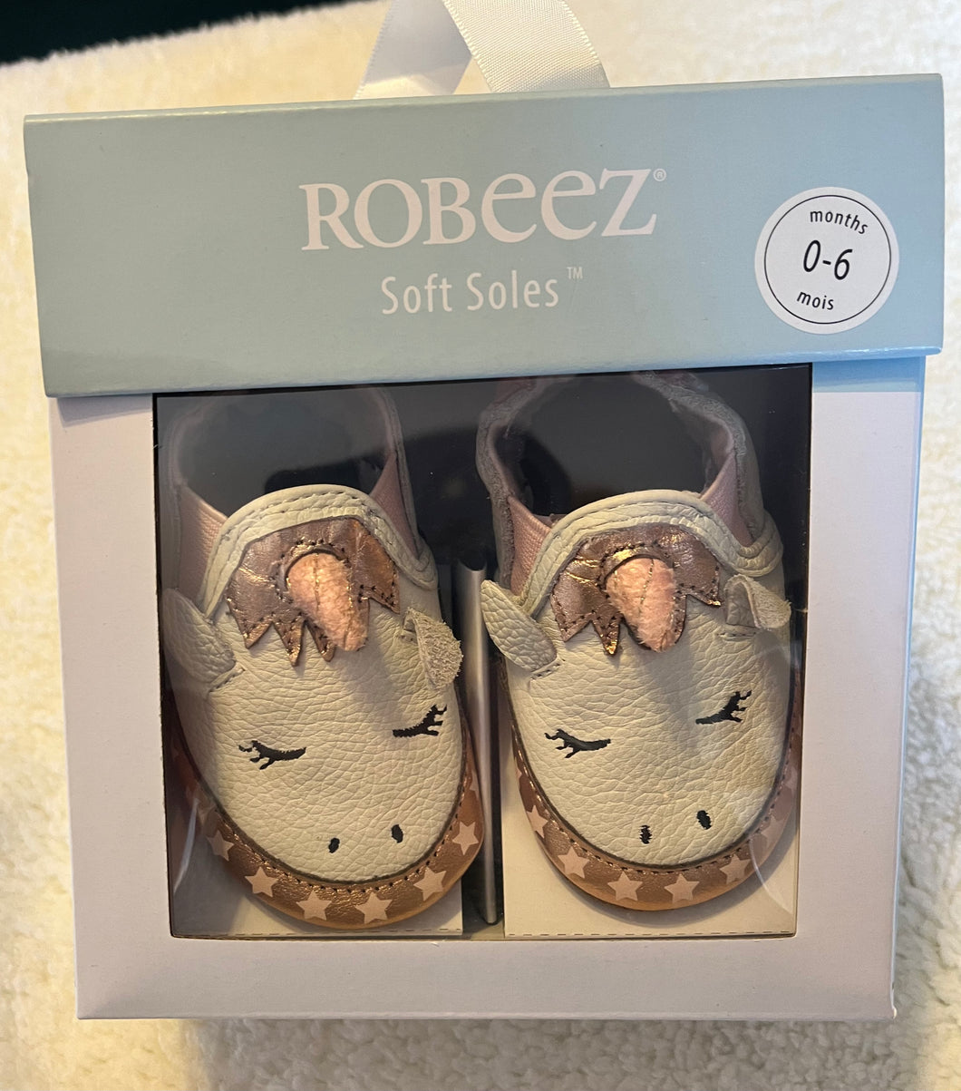 NEW Robeez Evie Unicorn Soft Sole Shoes - size 3 Months