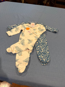 2 NEW Carters Cotton LS Bl Sleepers - size 3 Months