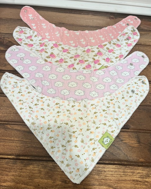4 KeaBabies Pink Print Bandana Bibs